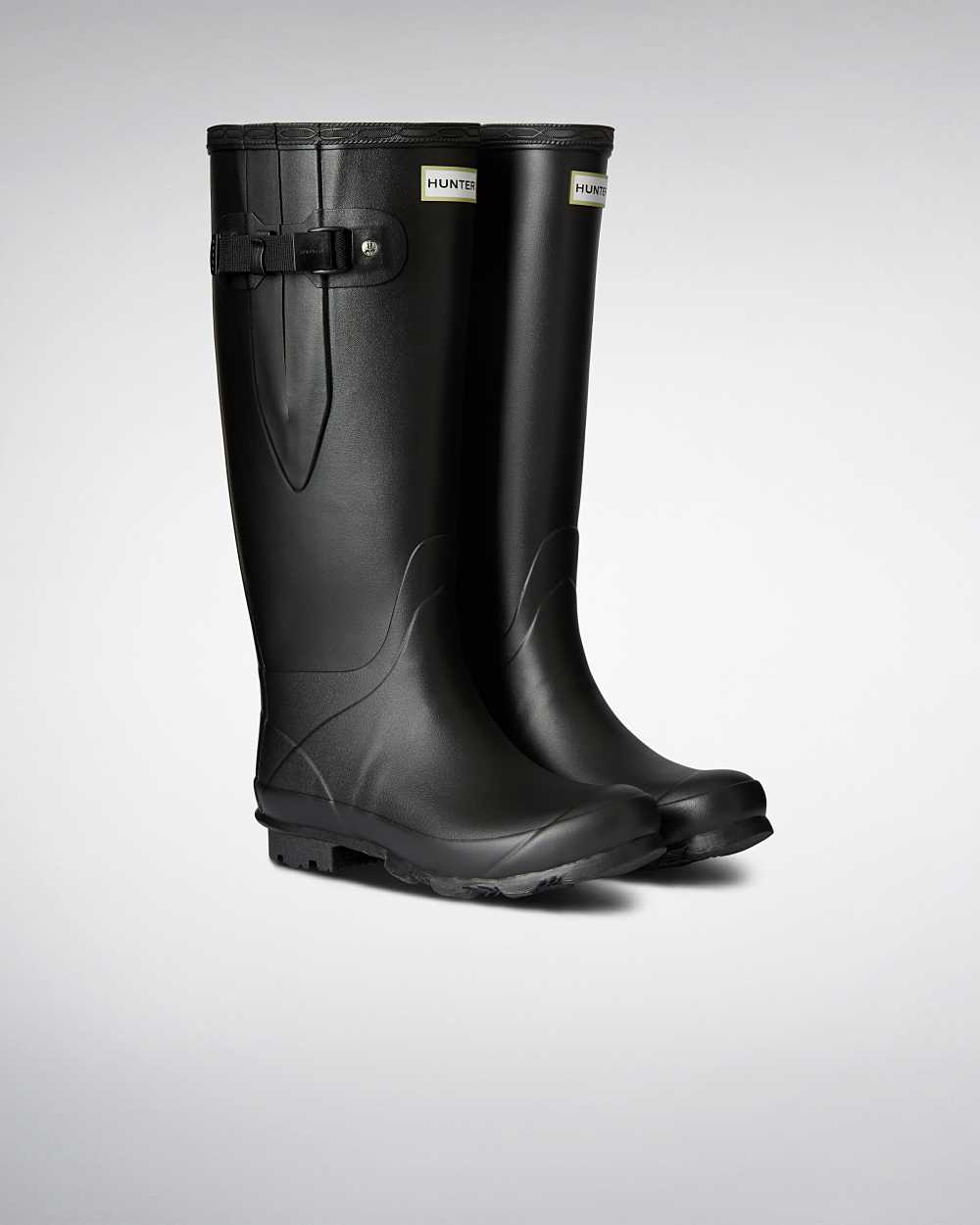 Hunter Norris Field Wide Fit Women's Rain Boots NZ-48021L Black